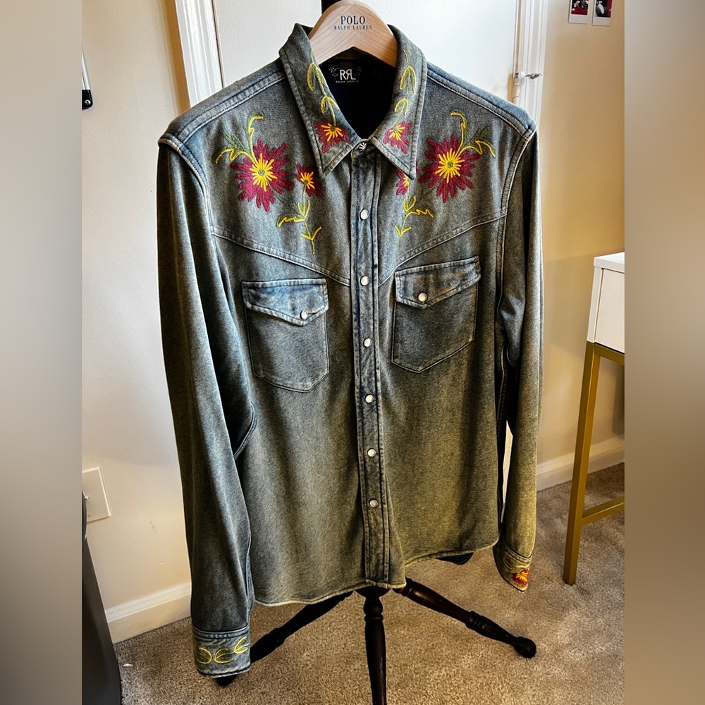 Double R L by Ralph Lauren Men's Embroidered western shirt